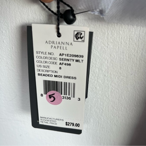 NWT Adrianna Papell Women's Beaded Sequins Midi Dress Size 8 Blue/Serenity Multi - Picture 9 of 13